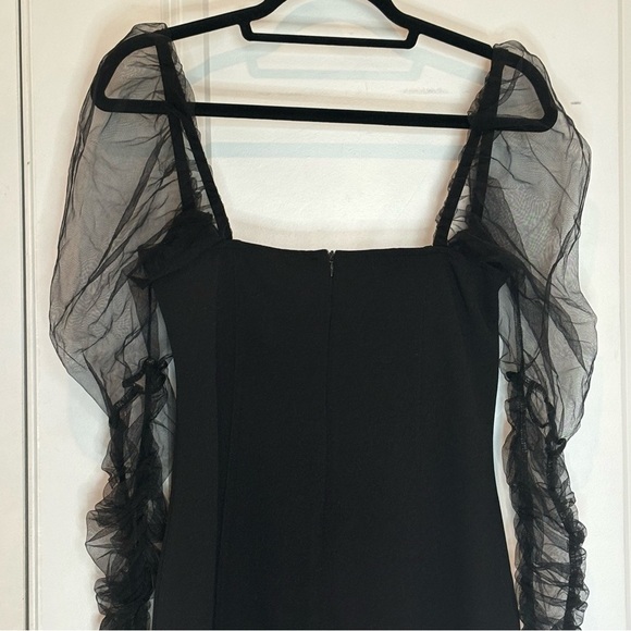L'VOW Women Black Sheer Puff Long Sleeve Body Con Mini Dress XXL - Picture 6 of 9